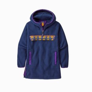 Patagonia Long Fleece Cagoule Aztec Sweater Navy